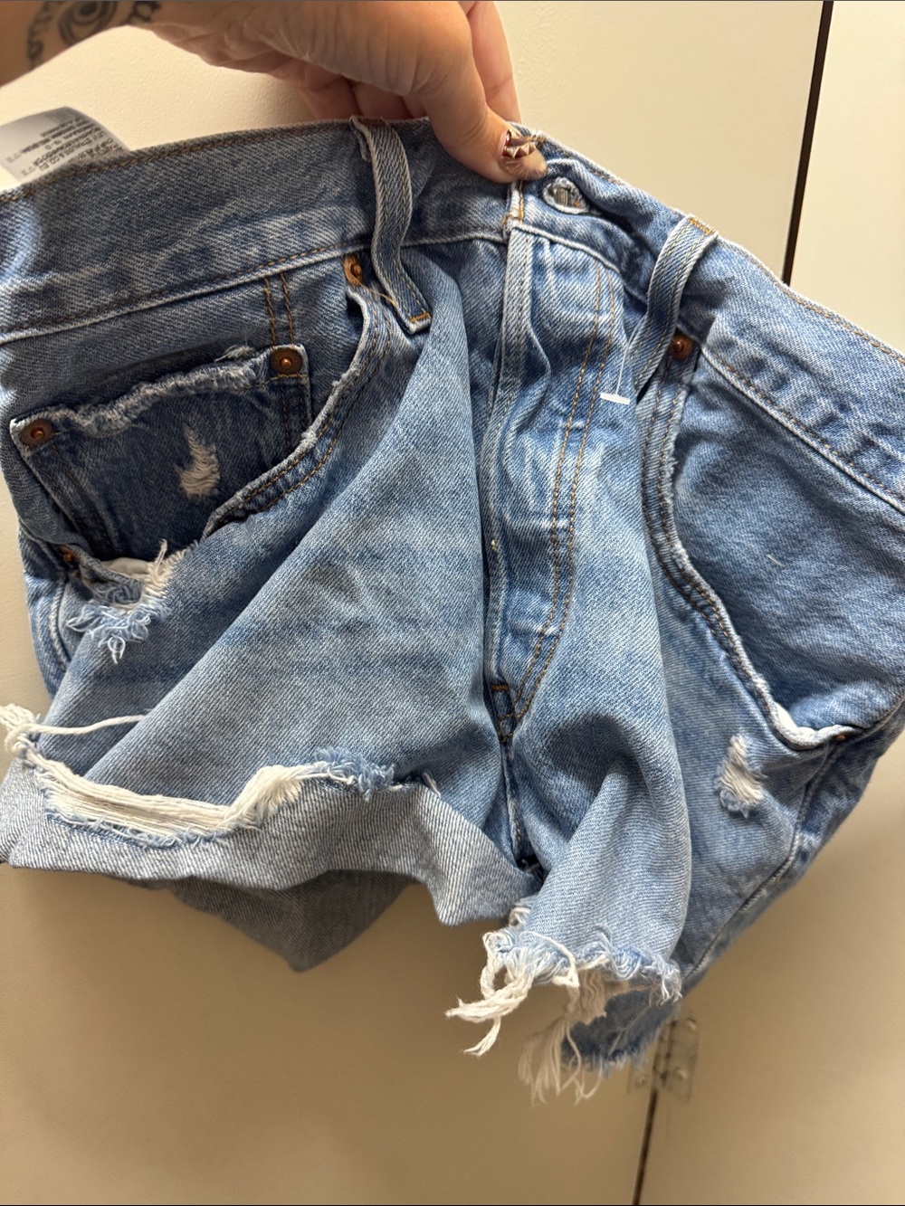Levi's Light Blue Distressed Cutoff Denim Shorts